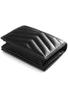 Monogram Caviar Leather Flap Card Wallet Black - SAINT LAURENT - BALAAN 3