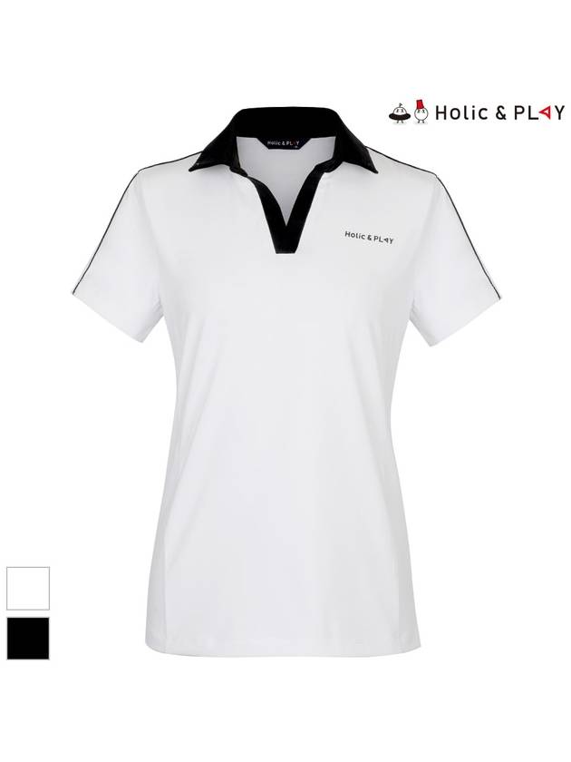 color combination V-neck point collar T-shirtHC2WTS011 - HOLIC&PLAY - BALAAN 1