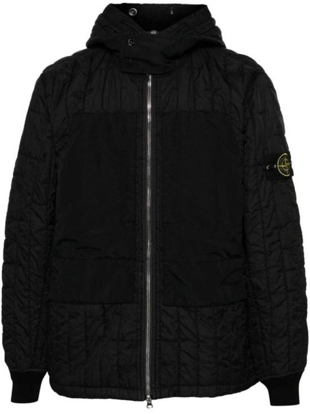 Stella Primaloft Quilted Nylon Zip-Up Hoodie Black - STONE ISLAND - BALAAN 1