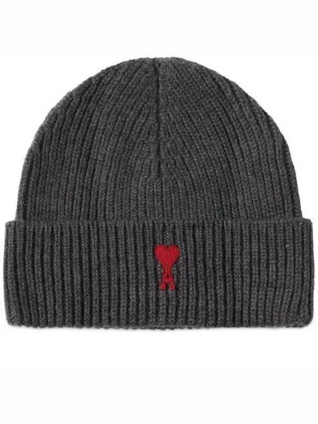 Heart Logo Wool Beanie Heather Grey - AMI - BALAAN 2