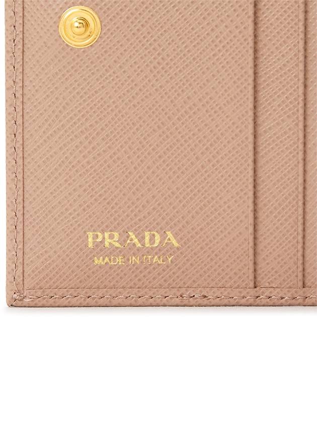 Saffiano Metal Logo Gold Fold Wallet Pink - PRADA - BALAAN 9