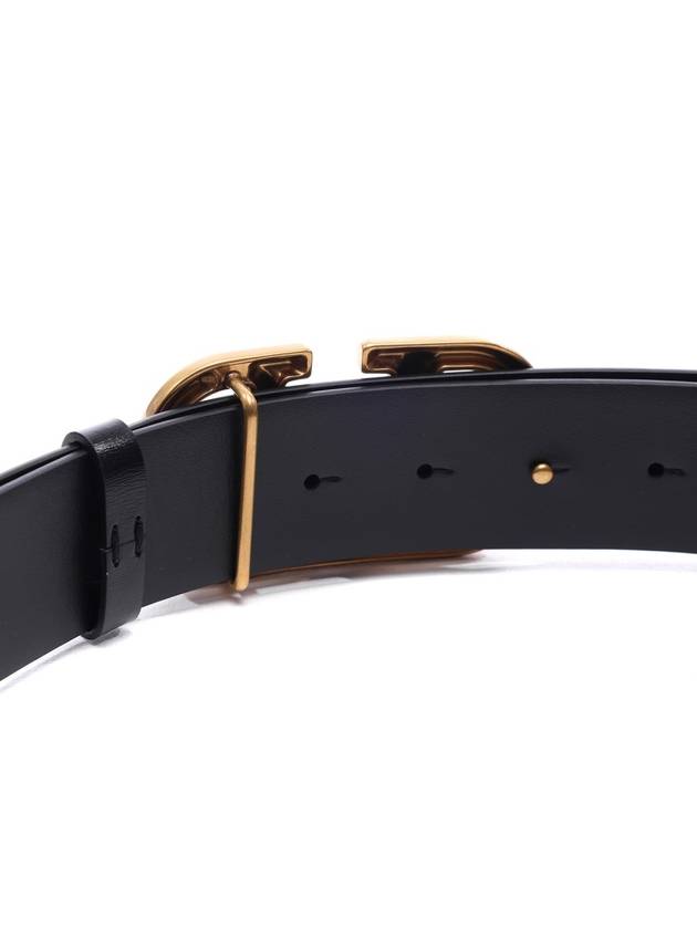 V Logo 40MM Leather Belt Black - VALENTINO - BALAAN 7