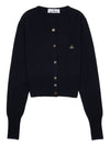 Bea ORB Embroidered Logo Crop Cardigan Black - VIVIENNE WESTWOOD - BALAAN 2