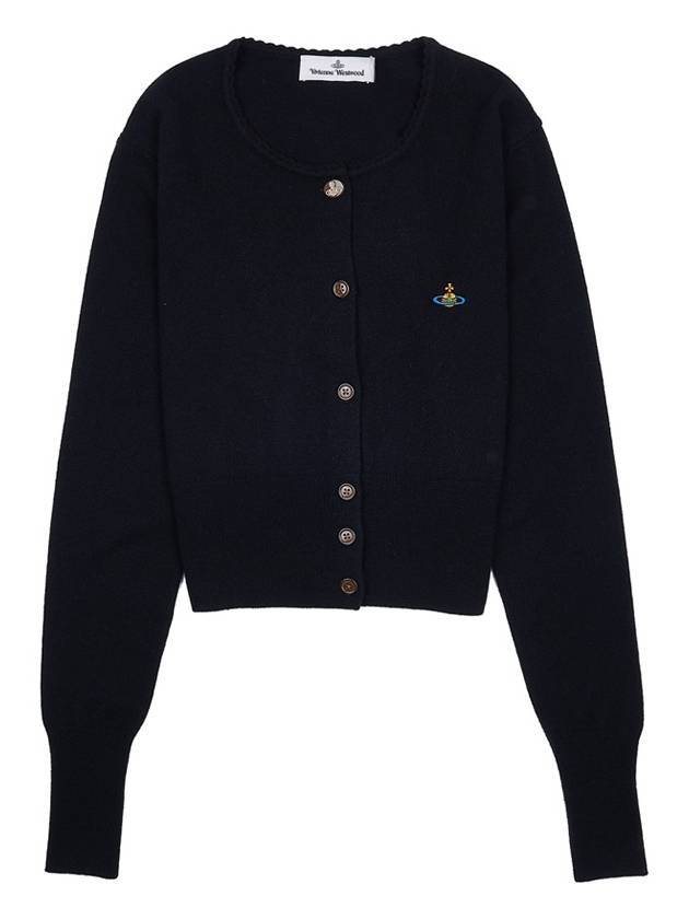 Bea ORB Embroidered Logo Crop Cardigan Black - VIVIENNE WESTWOOD - BALAAN 11