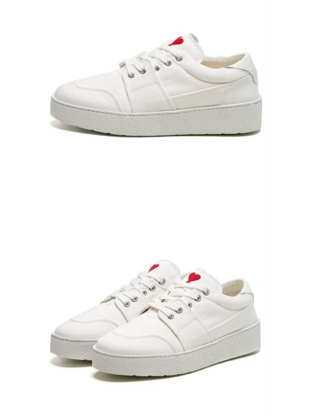 Heart Embroidered Denim Low-Top Sneakers White - AMI - BALAAN 5