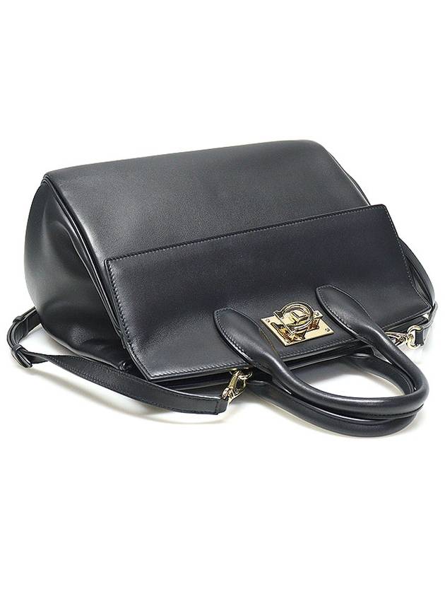 21 H159 Black Calfskin Gold Plated Gancini Studio Small 2WAY - SALVATORE FERRAGAMO - BALAAN 4