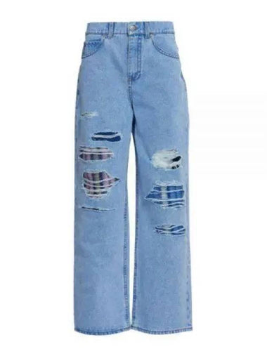 Mohair Patch Wide Jeans Blue - MARNI - BALAAN 1