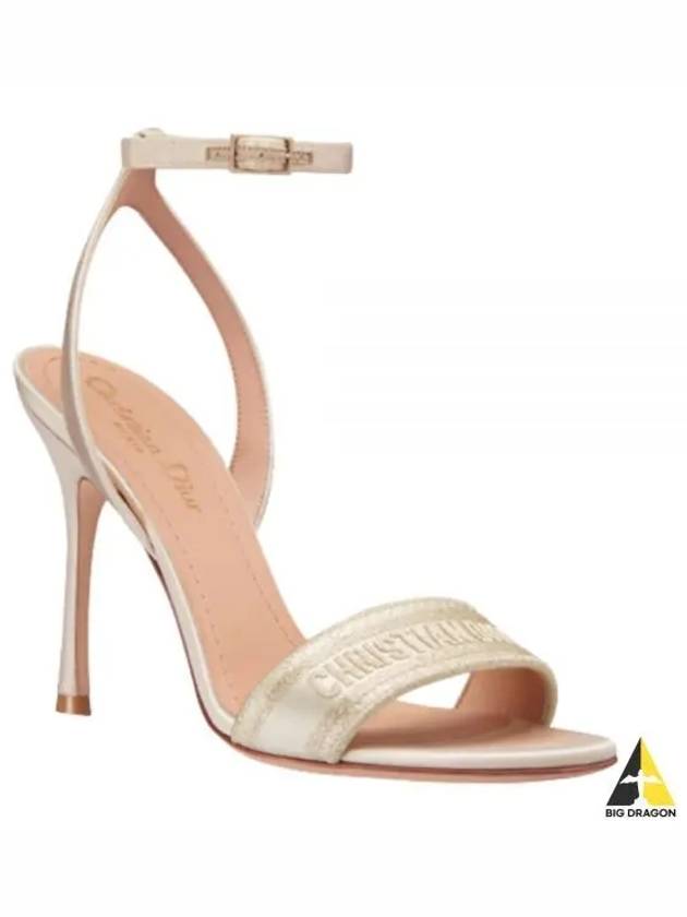 Dway Metallic Thread Embroidered Satin Sandal Heels Gold - DIOR - BALAAN 2