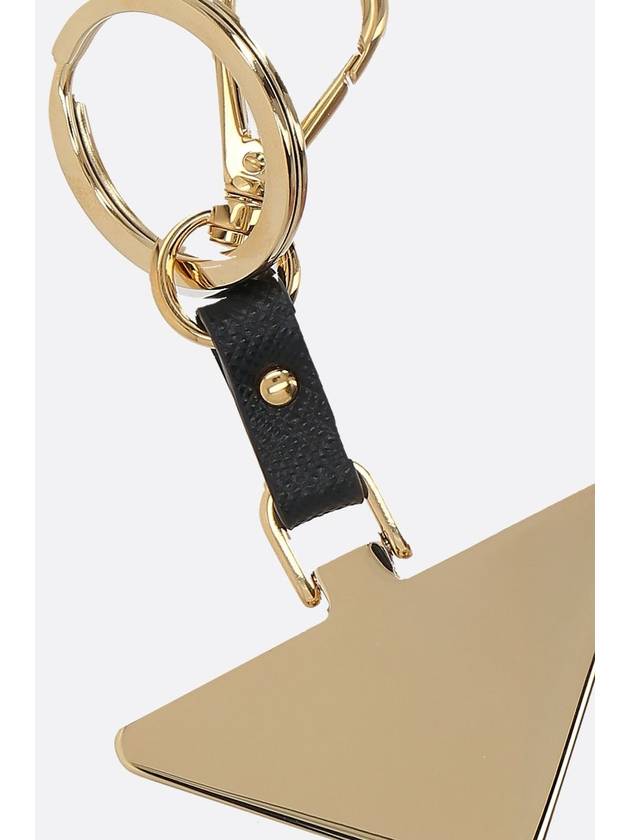 Saffiano Leather Triangle Logo Key Holder Black - PRADA - BALAAN 4