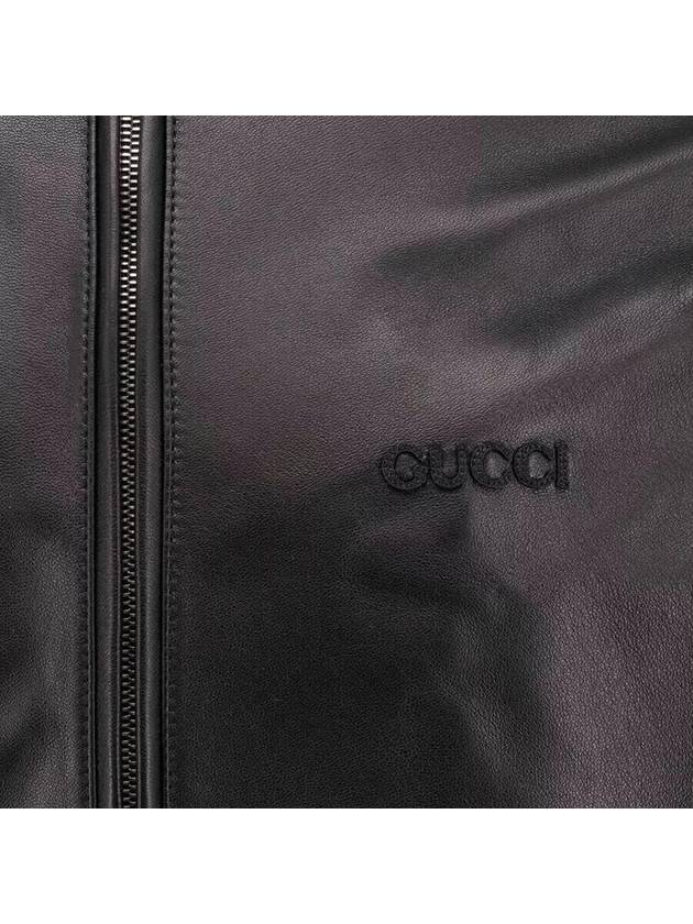 Web Leather Bomber Jacket Black - GUCCI - BALAAN 4