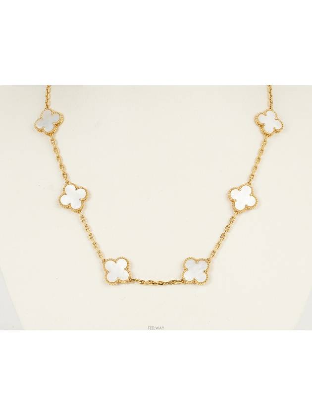 Van Cleef Arpels Vintage Alhambra Necklace 10 Motif Yellow Gold Mother of Pearl 74189 - VANCLEEFARPELS - BALAAN 5