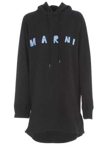 Logo Oversized Fit Hooded Top Black - MARNI - BALAAN 1