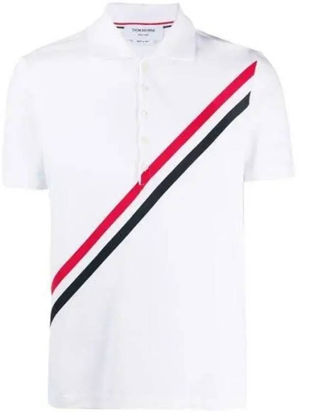 MJP121A RWB diagonal striped cotton short sleeve t shirt MJP12 270968 1021595 - THOM BROWNE - BALAAN 1