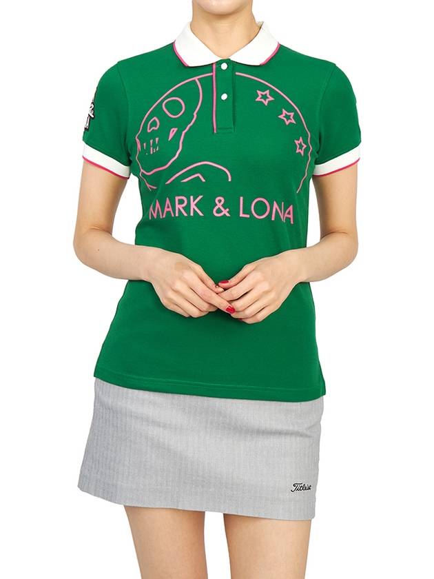 Golf New Skull Selen MLW 3A AP01 GREEN Women s Collar Short Sleeve T Shirt Regular Fit - MARK & LONA - BALAAN 6