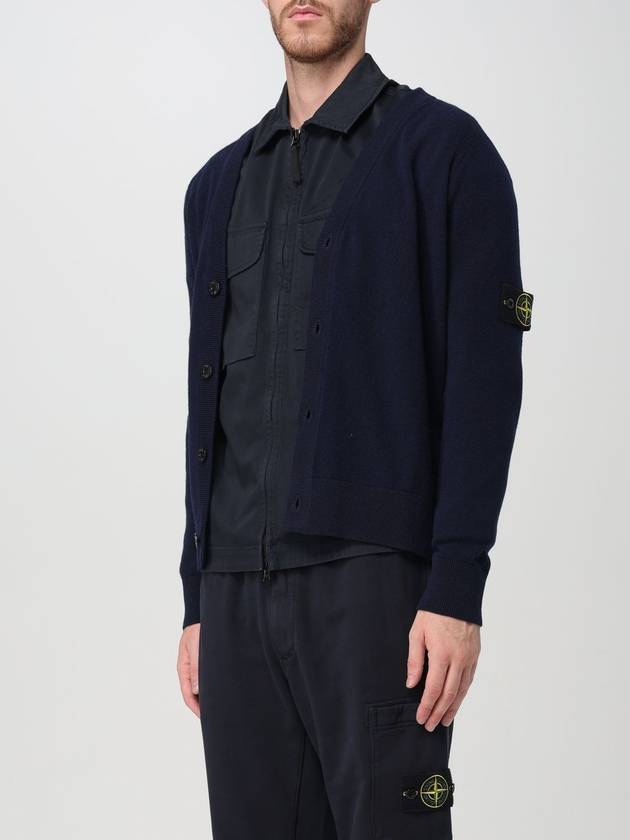 Wappen Patch V-Neck Cardigan Navy - STONE ISLAND - BALAAN 5