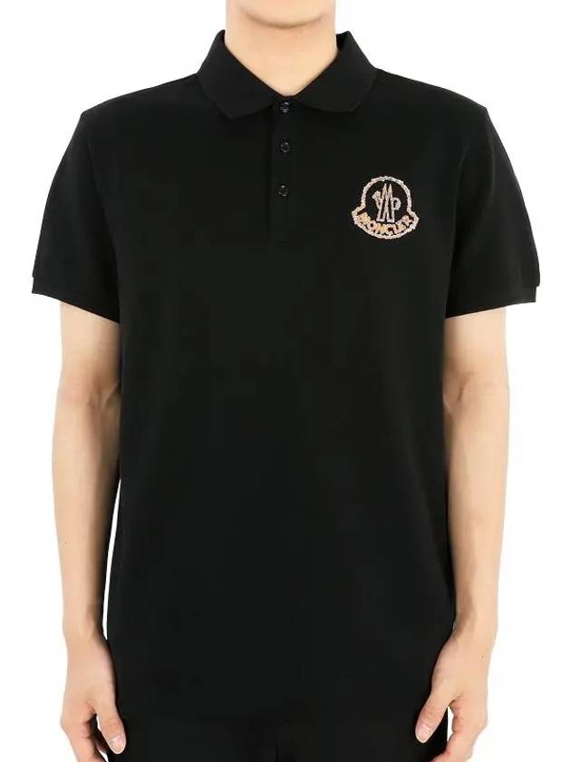 Men's Wappen Printing PK Short Sleeve Black 8A00023 89A16 998 - MONCLER - BALAAN 2