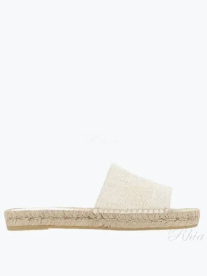 Embroidered Logo Raffia Espadrille Slippers Ivory - PRADA - BALAAN 2