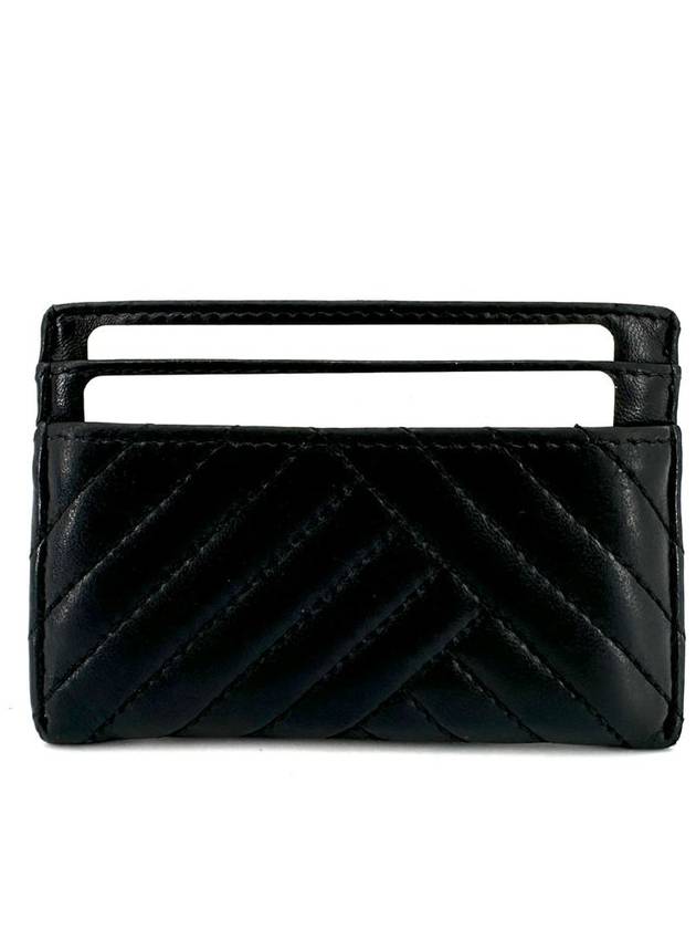 Lambskin chevron silver card holder slot wallet - CHANEL - BALAAN 5