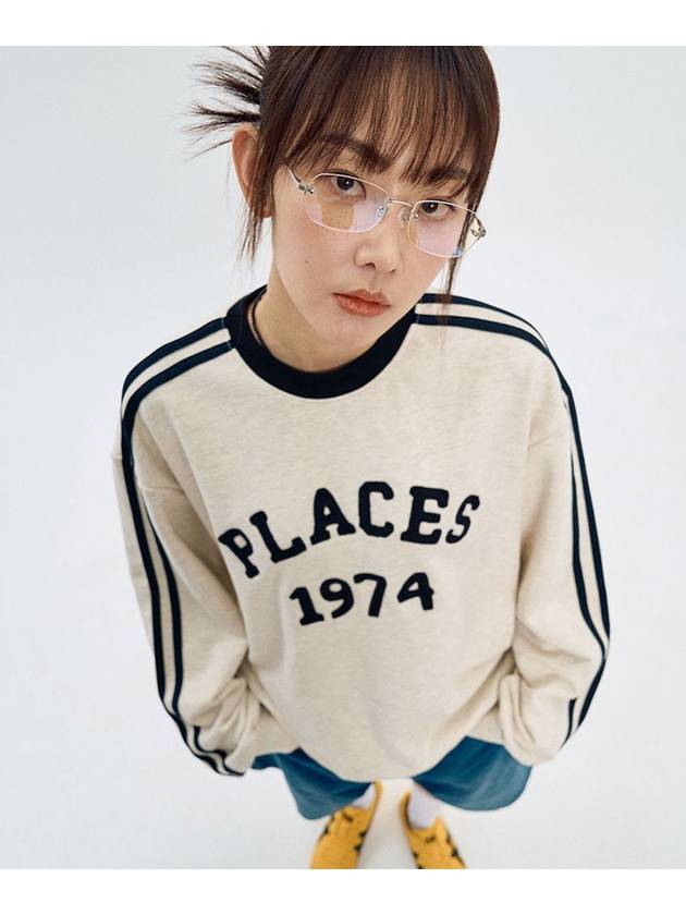 Place Vintage Track Embroidery Sweatshirt _ Oatmeal - MOO - BALAAN 1