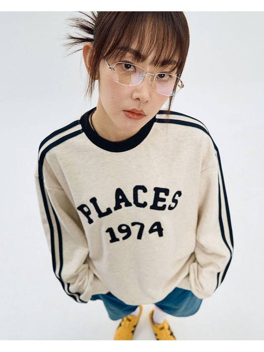 Place Vintage Track Embroidery Sweatshirt _ Oatmeal - MOO - BALAAN 1