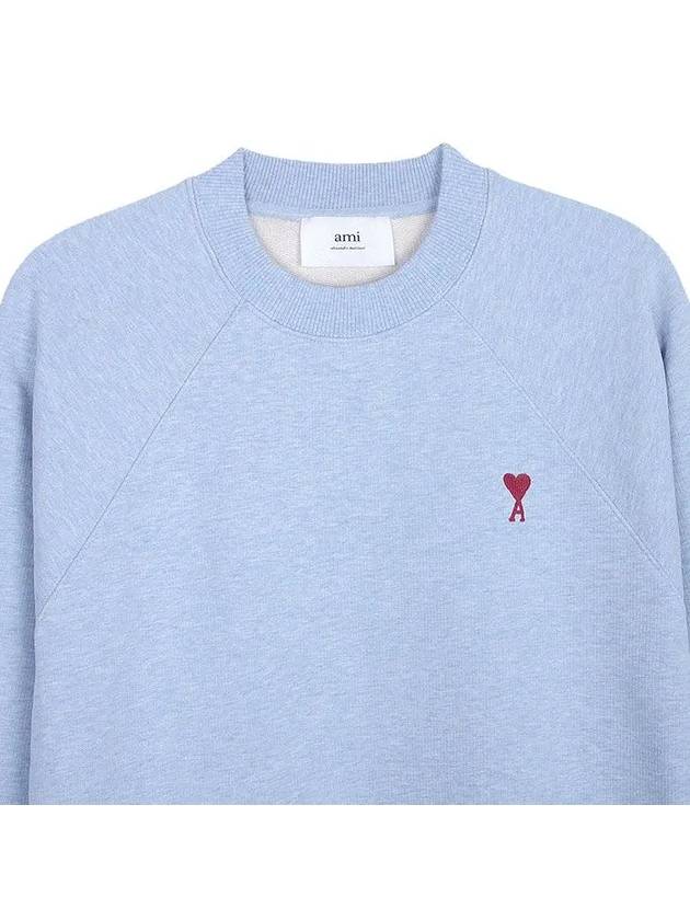 Cotton Heart Logo Sweatshirt Blue - AMI - BALAAN 6