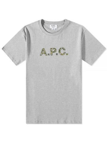 Liberty Camo Logo Short Sleeve T-Shirt Heathered Light Grey - A.P.C. - BALAAN 1