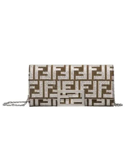 Baguette Continental Chain Long Wallet Brown Silver - FENDI - BALAAN 2