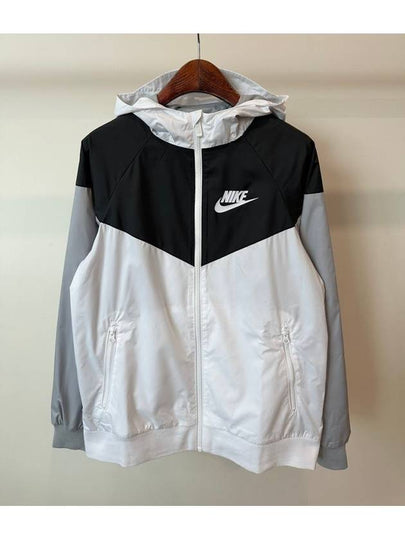 Kids Loose Hip-Length Hooded Jacket White - NIKE - BALAAN 2