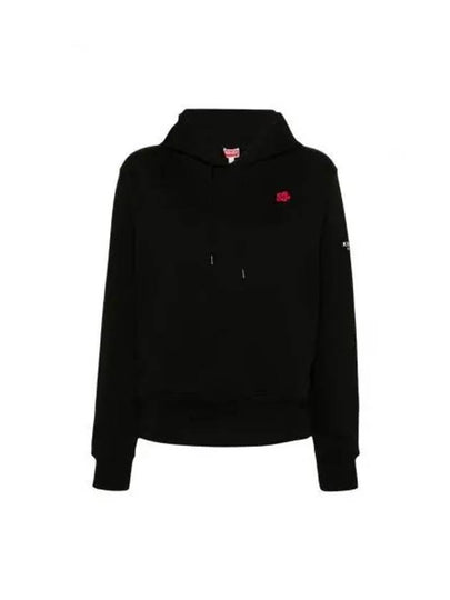 Boke Flower Embroidery Drawstring Hoodie Black - KENZO - BALAAN 2