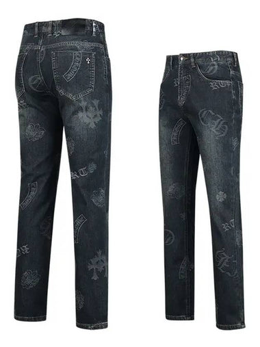 Men s Jacquard Pattern Washed Tension Denim Jeans JB4A515 - LUX GOLF - BALAAN 1