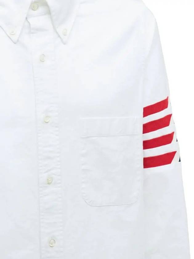 Men's Oxford 4-Bar Arm Band Long Sleeve Shirt White - THOM BROWNE - BALAAN 5