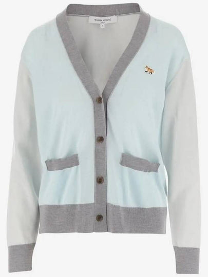 Baby Fox Patch Color Block Cardigan Peppermint - MAISON KITSUNE - BALAAN 2