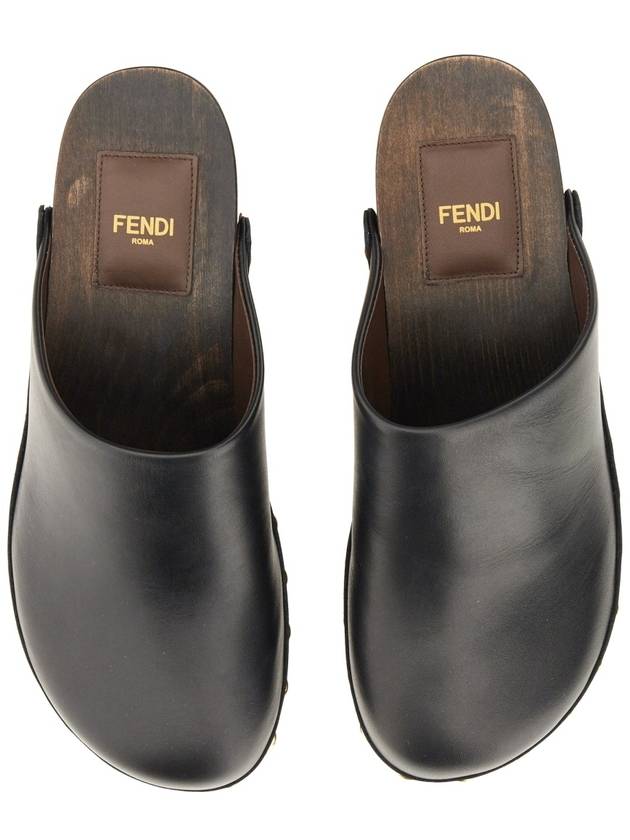 Baguette Show Leather Clog Mule Black - FENDI - BALAAN 6