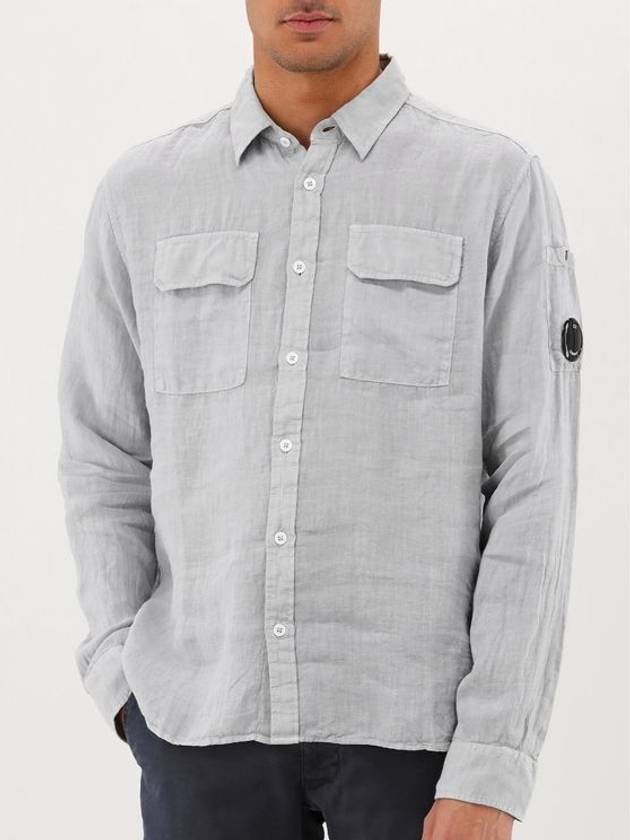 Linen Pocket Long Sleeve Shirt Grey - CP COMPANY - BALAAN 2