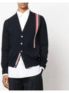 RWB Striped Intarsia Cotton Cardigan Navy - THOM BROWNE - BALAAN 3