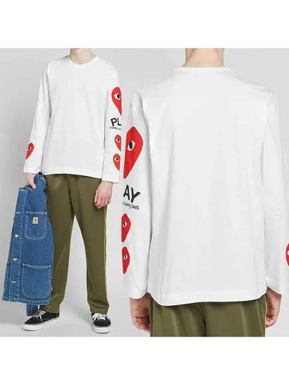 Side Multi Heart Long Sleeve T-Shirt White - COMME DES GARCONS PLAY - BALAAN 2