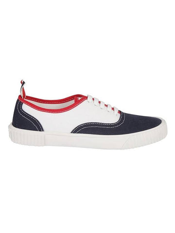 Rubber Sole Heritage Canvas Low Top Sneakers White - THOM BROWNE - BALAAN 1