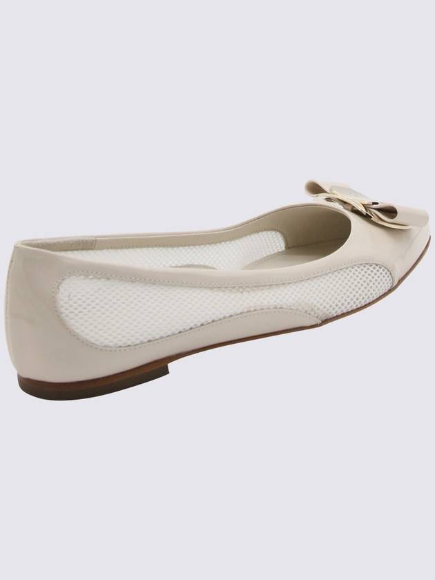 Salvatore Ferragamo Ivory Leather And Mesh Varina Flats - SALVATORE FERRAGAMO - BALAAN 2