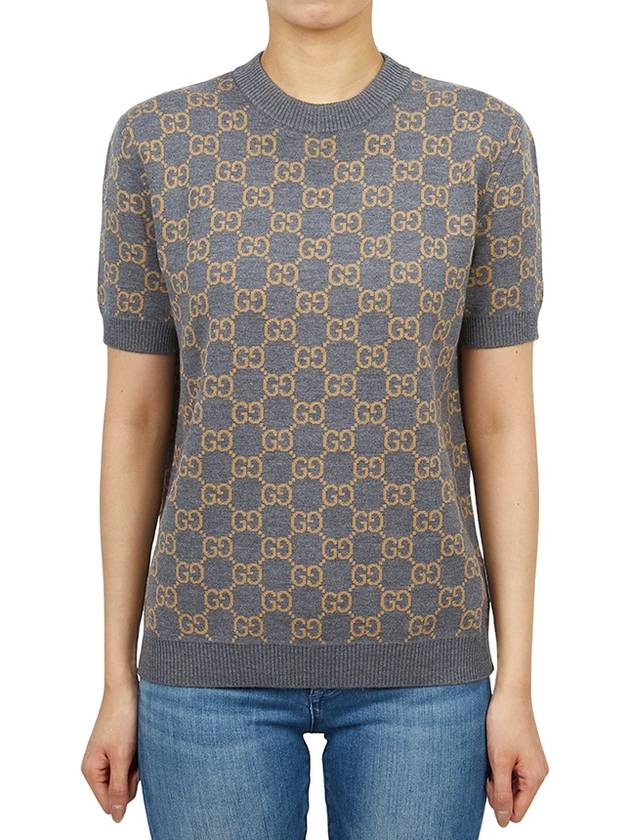 Reversible GG Jacquard Wool Knit Top Brown Grey - GUCCI - BALAAN 2