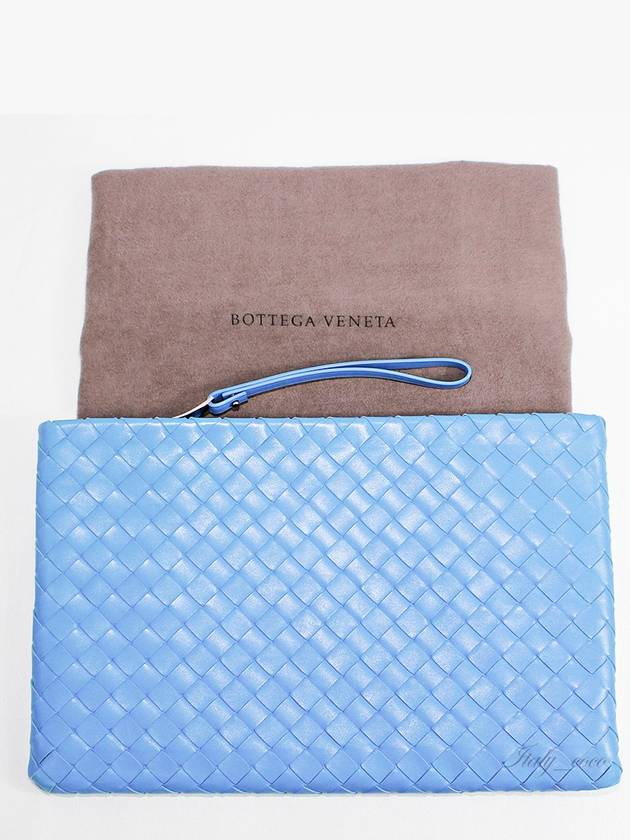 Intrecciato Large Clutch Bag Blue - BOTTEGA VENETA - BALAAN 3