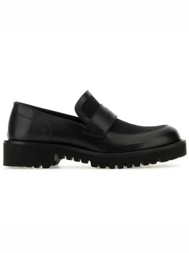 V Logo Chain Leather Loafers Black - VALENTINO - BALAAN 2