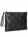 Intrecciato Weaving Strap Clutch Bag Black - BOTTEGA VENETA - BALAAN 3