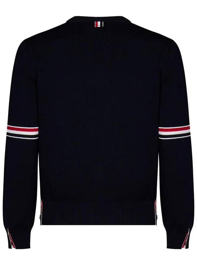 Men's Milan Stitch Armband Crew Neck Knit Top Navy - THOM BROWNE - BALAAN 3