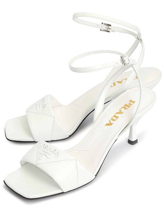 Quilted Leather Sandal Heels White - PRADA - BALAAN 2