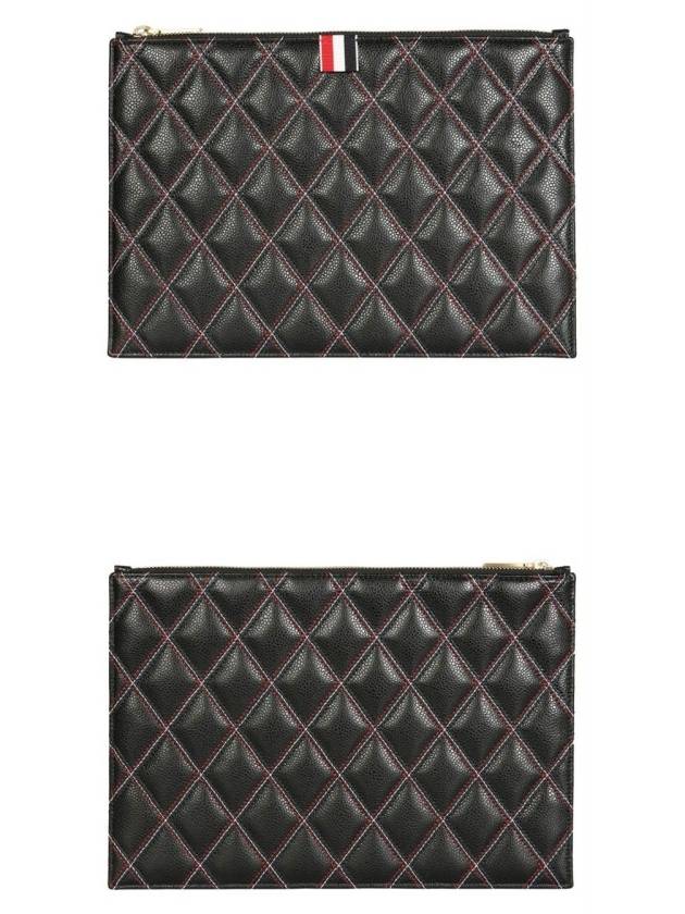 Caviar Quilted Document Small Clutch Bag Black - THOM BROWNE - BALAAN.