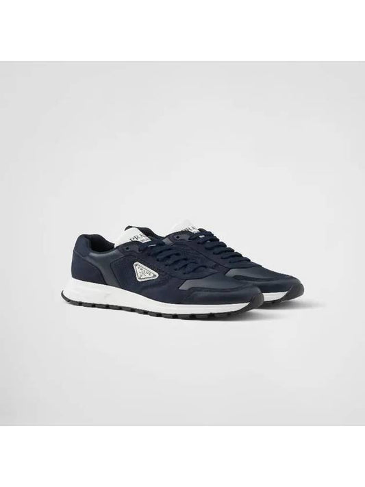 Nubuck Nylon Low Top Sneakers Baltic Blue - PRADA - BALAAN 1