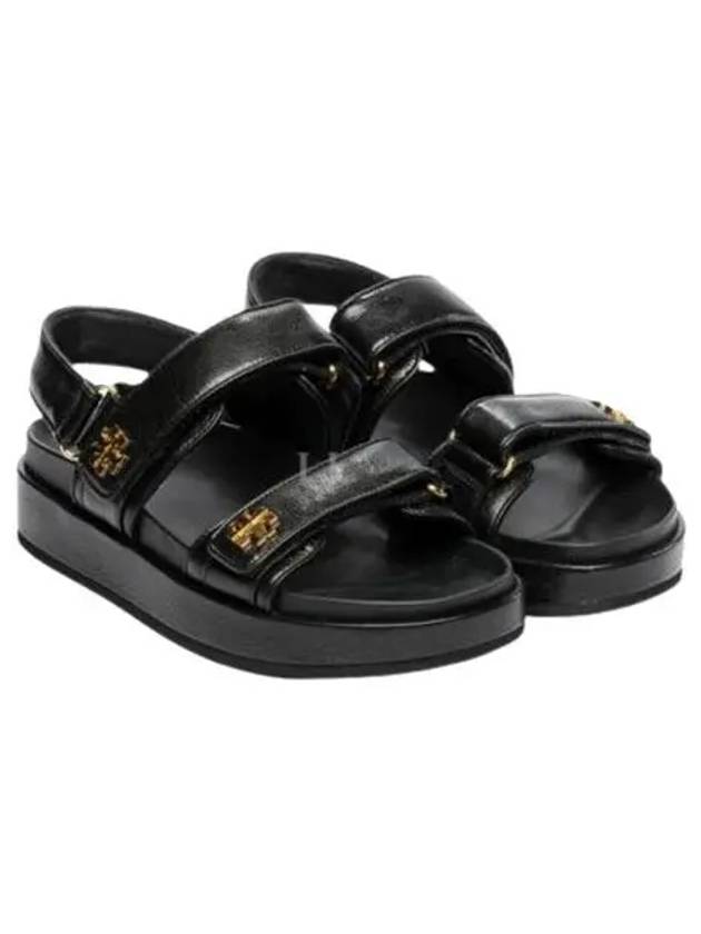 Kira Sports Logo Leather Sandals Black - TORY BURCH - BALAAN 2