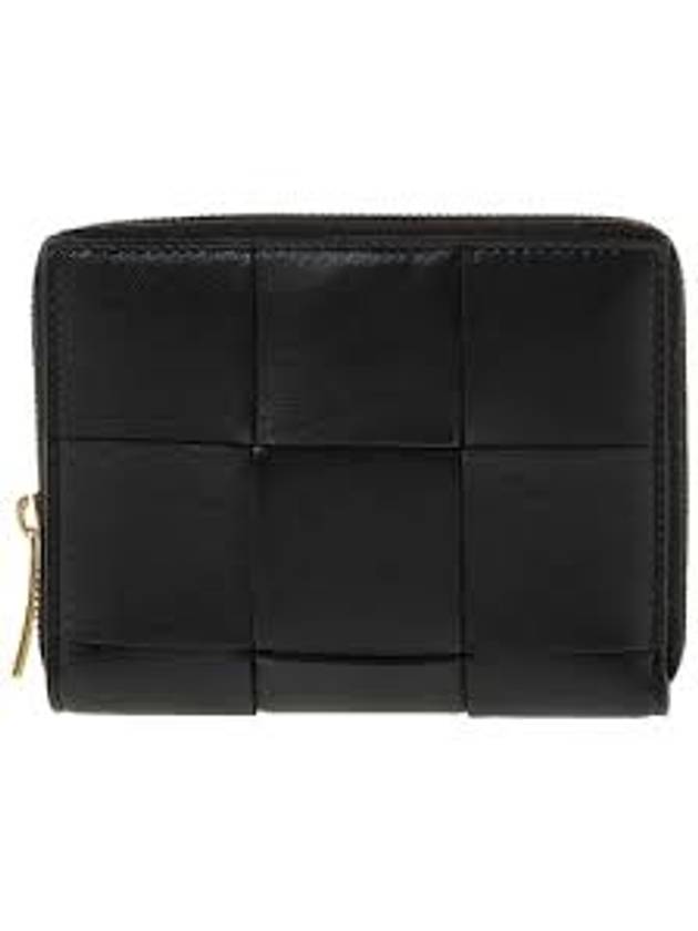 Intrecciato Zip Around Half Wallet Black - BOTTEGA VENETA - BALAAN 1