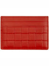 Bottega Veneta Grid Embossed Smooth Leather Card Holder Red - BOTTEGA VENETA - BALAAN 1