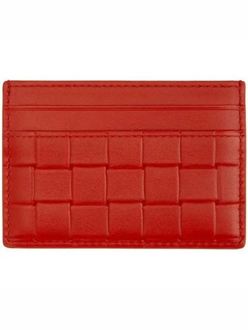 Bottega Veneta Grid Embossed Smooth Leather Card Holder Red - BOTTEGA VENETA - BALAAN 1